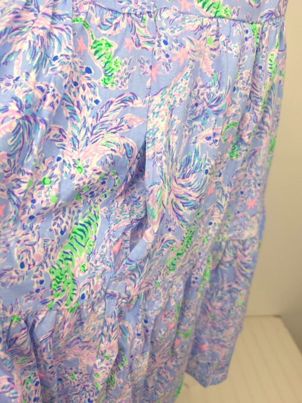 NWOT Lilly Pulitzer Geanna Short Sleeve Dress Blue Peri The Turtle Package Large - Picture 9 of 10